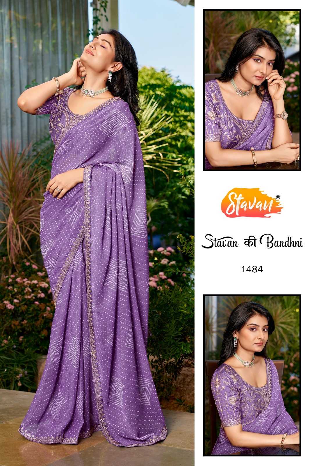 YNF Wholesale Georgette Printed Sarees KESH514 Stavan Ki Bandhani | Surat Manufacturer