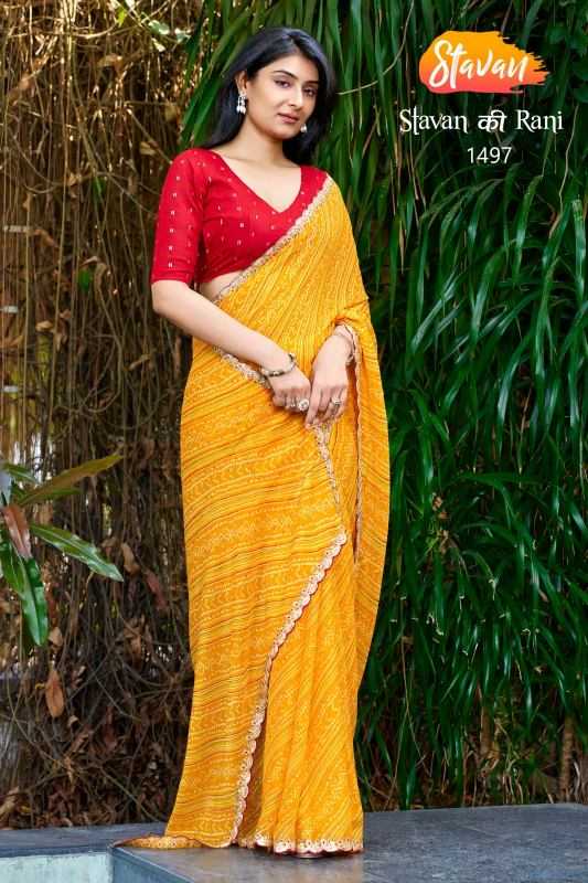 YNF Wholesale Chiffon Printed Sarees KESH514 STAVAN KI RANI | Surat Manufacturer