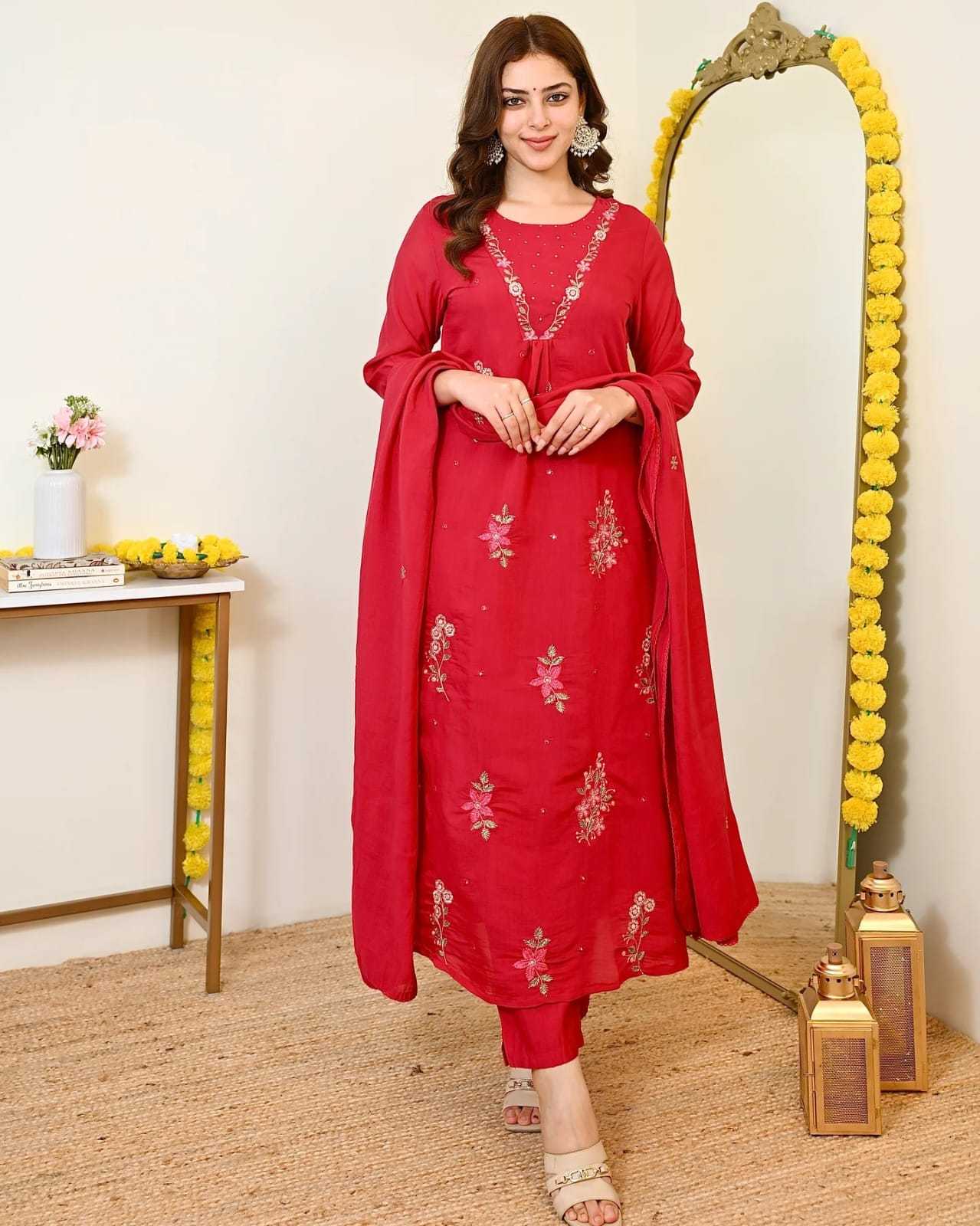 YNF Wholesale Viscose Chanderi Festive Kurtis KESH529 ELVINA | Surat Manufacturer