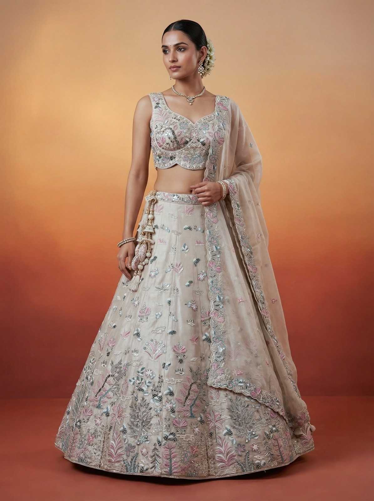 YNF Wholesale Organza Embroidered Lehenga  | Surat Manufacturer