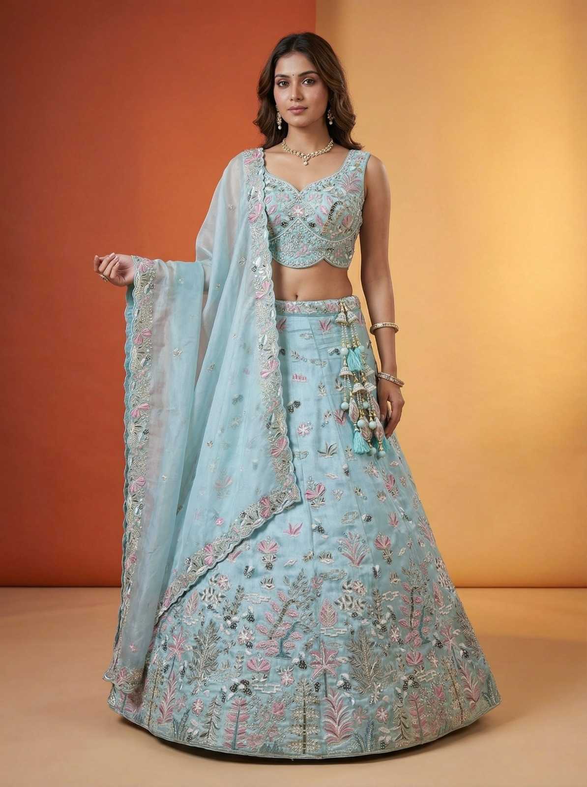 YNF Wholesale Organza Embroidered Lehenga  | Surat Manufacturer