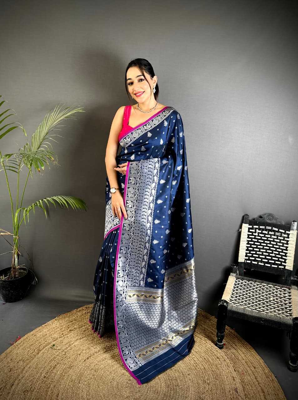 YNF Wholesale Banarasi Soft Silk Zari Border Sarees  | Surat Manufacturer