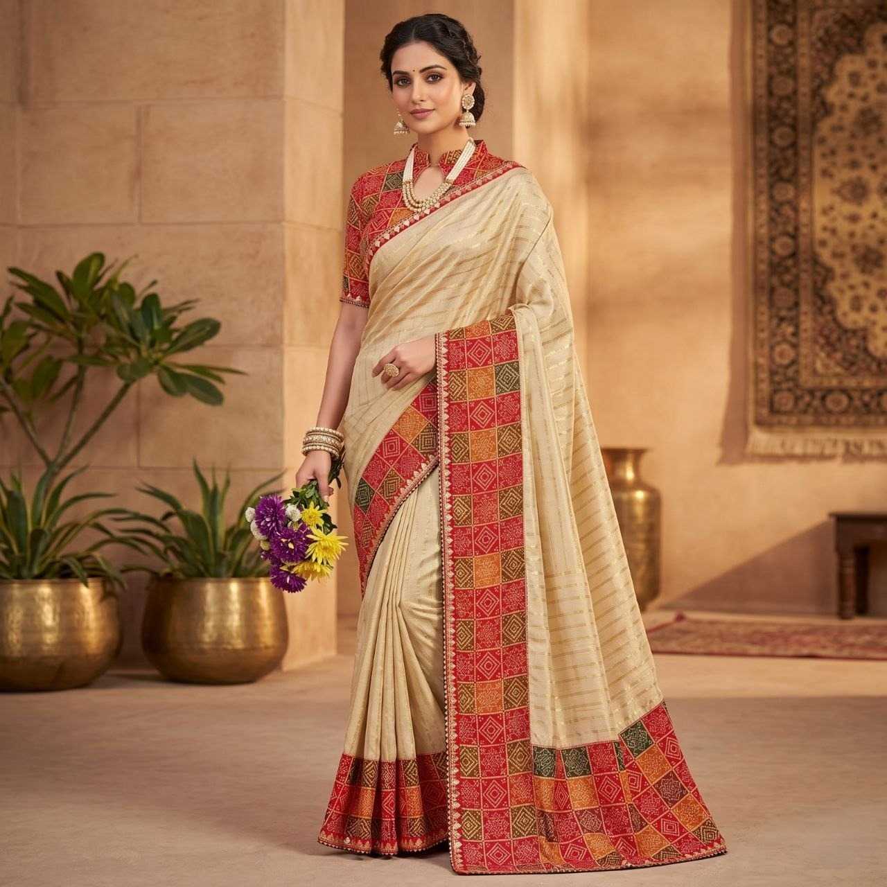 YNF Wholesale Tussar Silk Printed Sarees KESH554 BANDHNI | Surat Manufacturer
