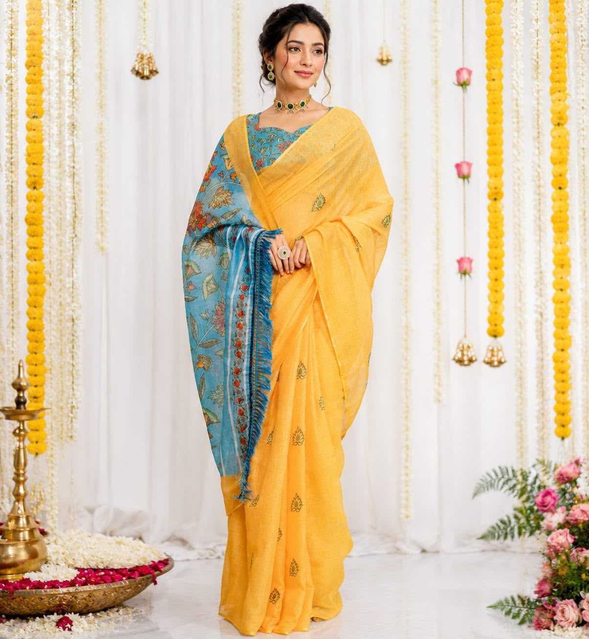YNF Wholesale Linen Designer Sarees  | Surat Manufacturer