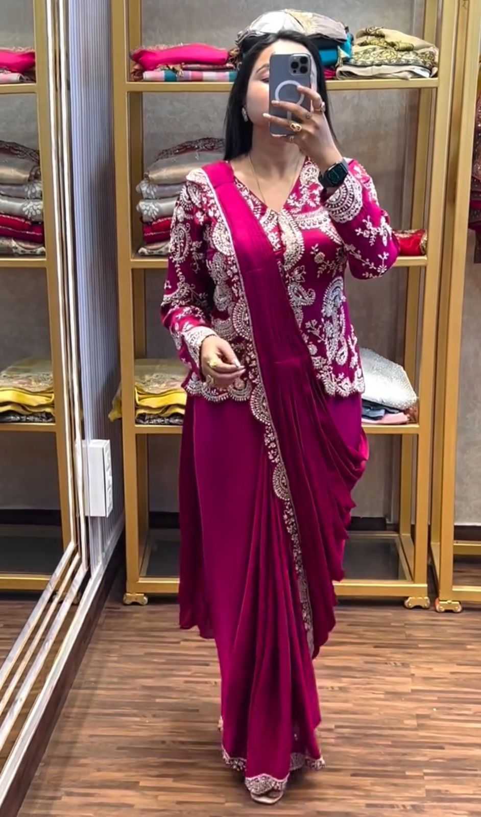 YNF Wholesale Chinon Ready To Wear Sarees  | Surat Manufacturer