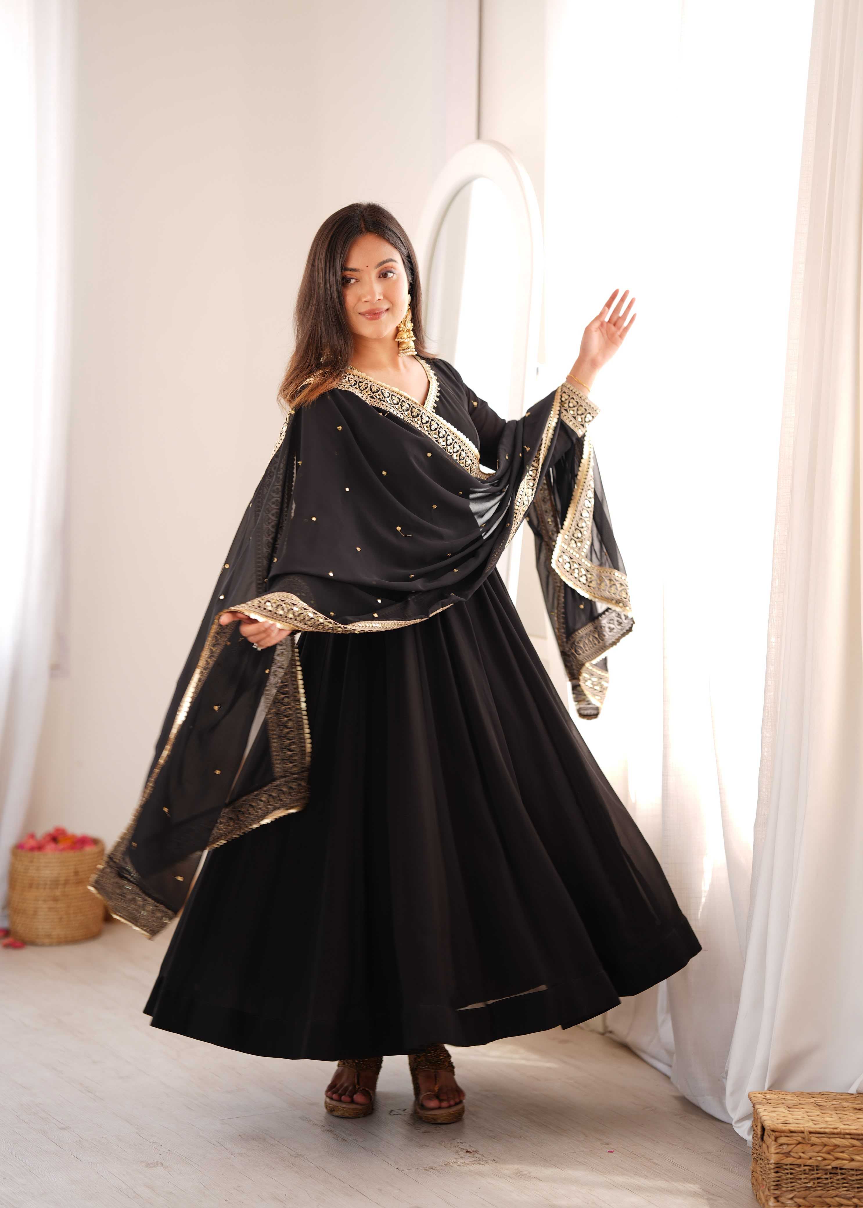 YNF Wholesale Georgette Embroidery Gowns  | Surat Manufacturer