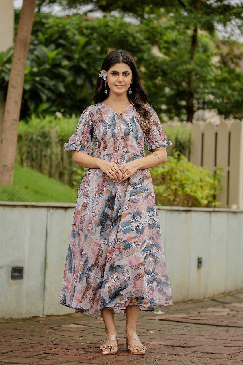 YNF Wholesale Faux Georgette Printed Gowns  | Surat Manufacturer