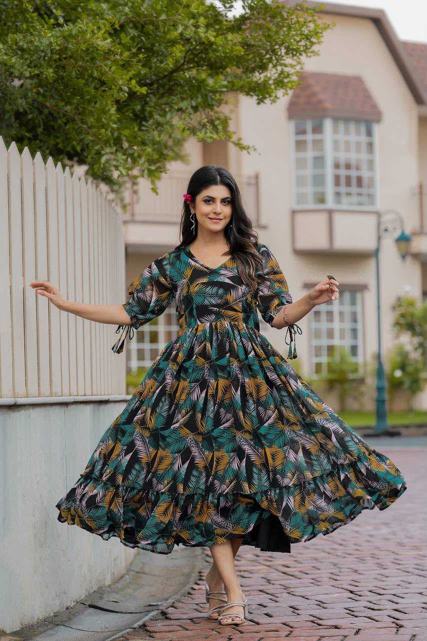 YNF Wholesale Faux Georgette Printed Gowns  | Surat Manufacturer