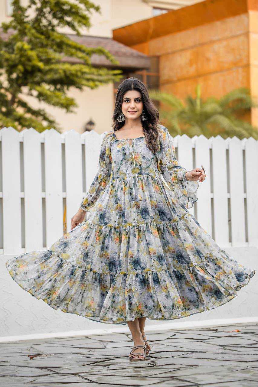 YNF Wholesale Faux Georgette Printed Gowns  | Surat Manufacturer