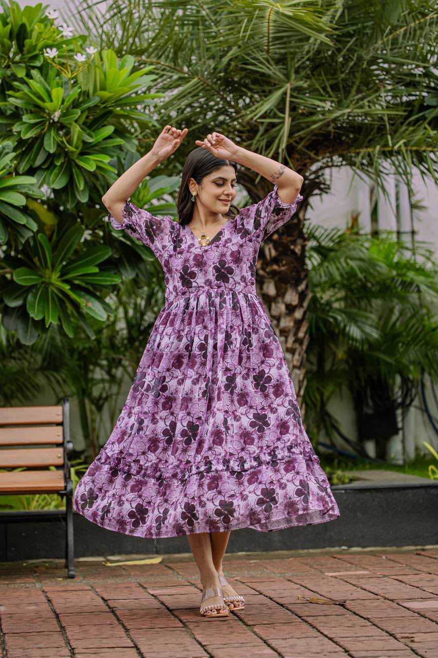 YNF Wholesale Faux Georgette Printed Gowns  | Surat Manufacturer