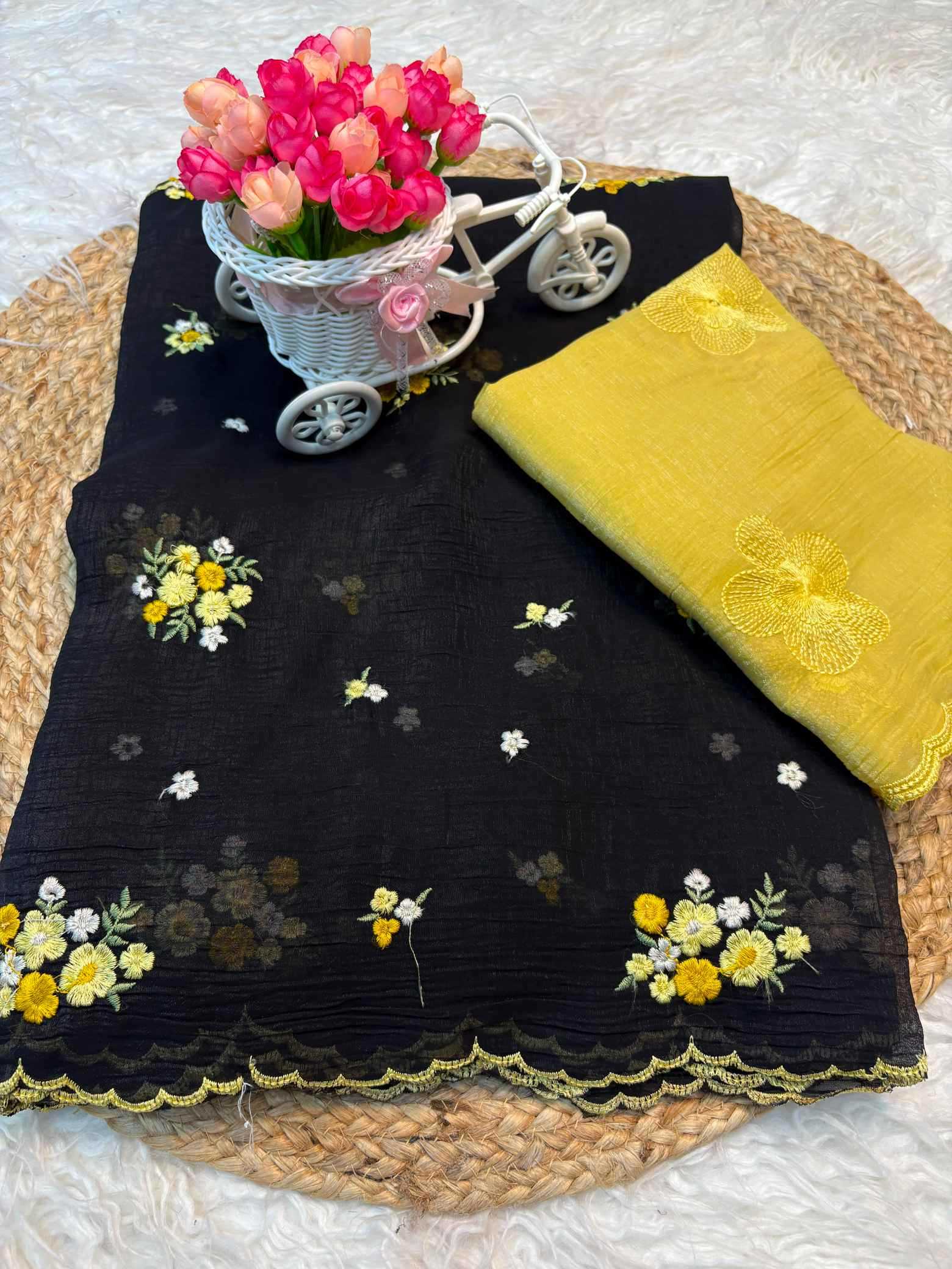 YNF Wholesale Crunchi Designer Sarees  | Surat Manufacturer