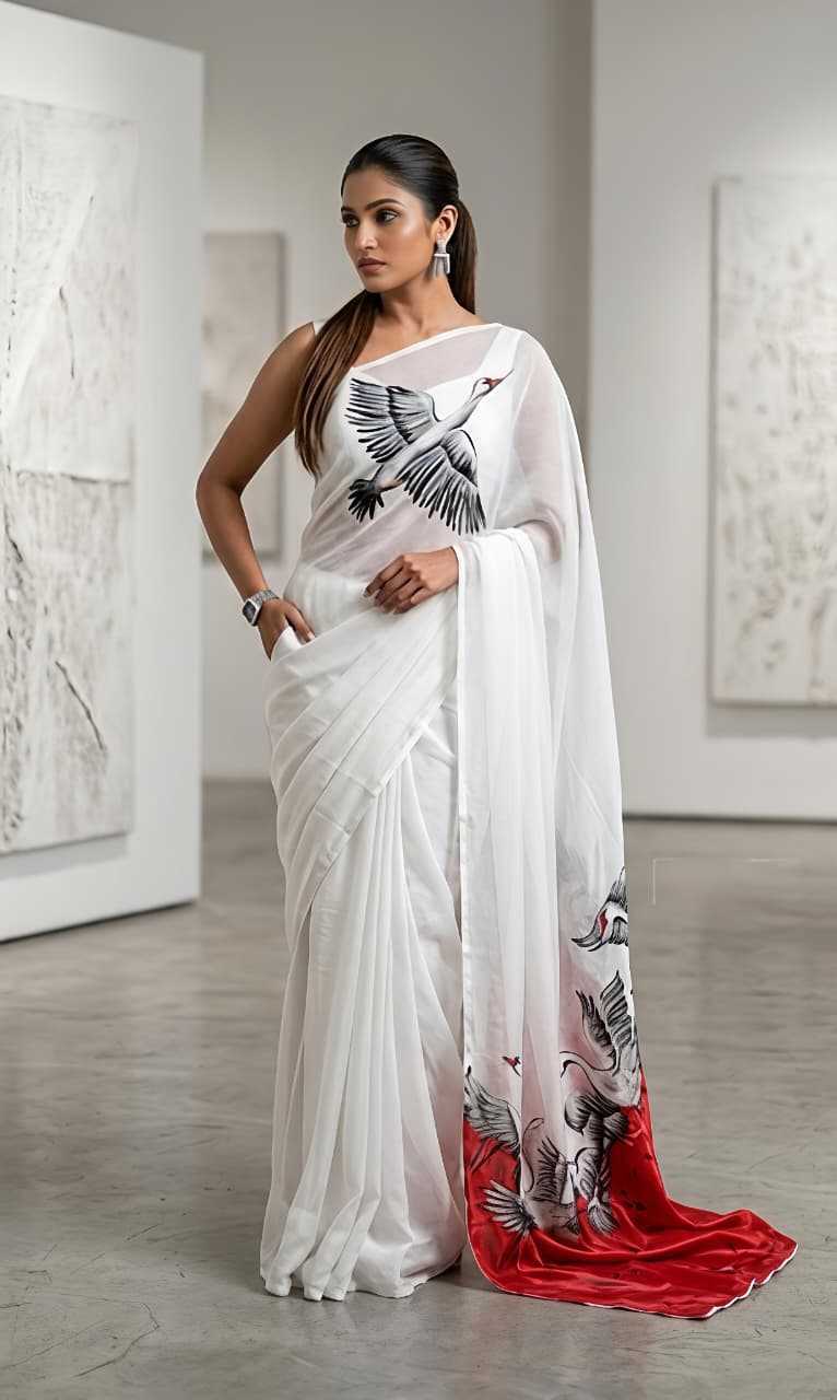 YNF Wholesale Faux Georgette Georgette Sarees  | Surat Manufacturer