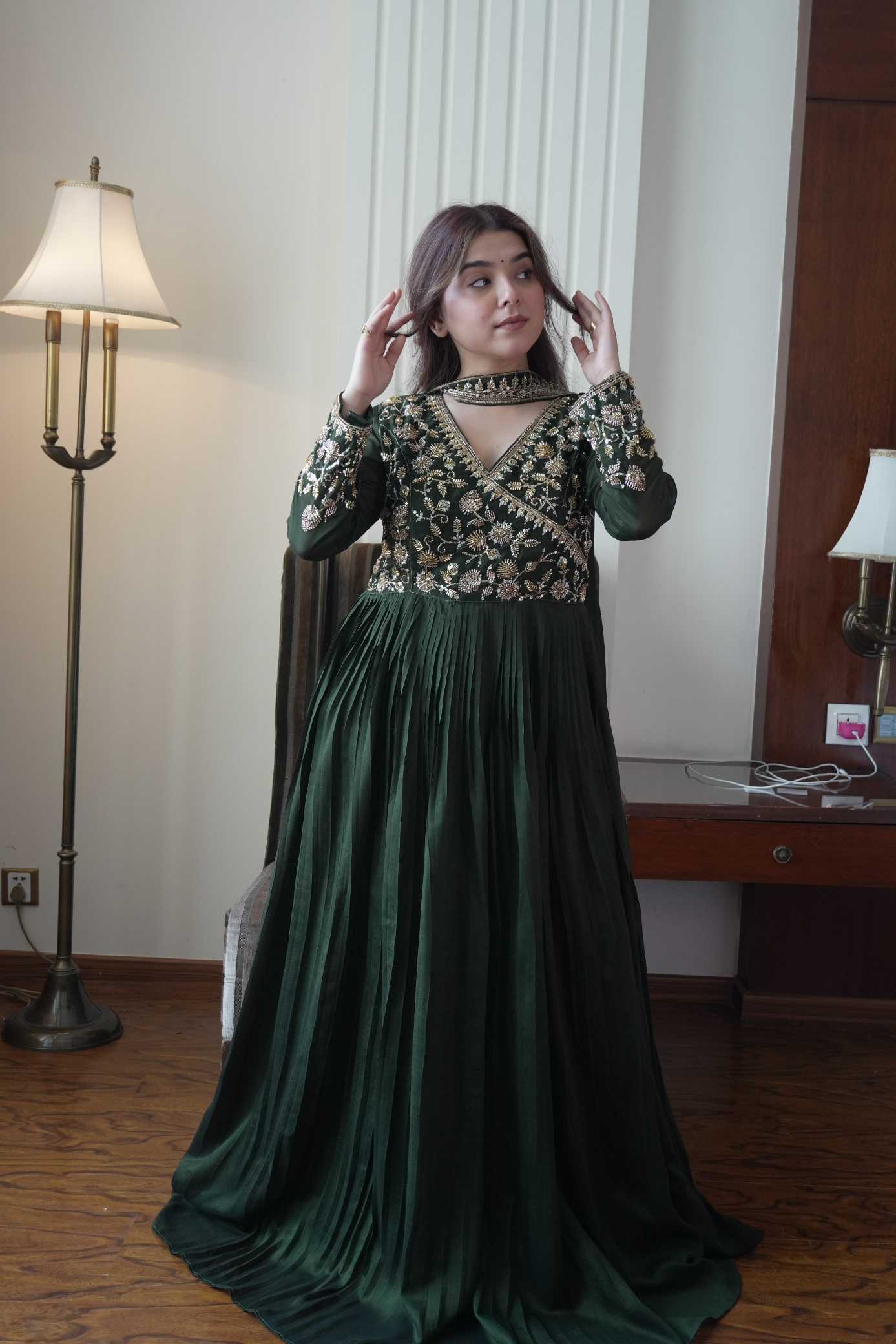 YNF Wholesale Soft Vichitra Embroidery Gowns  | Surat Manufacturer