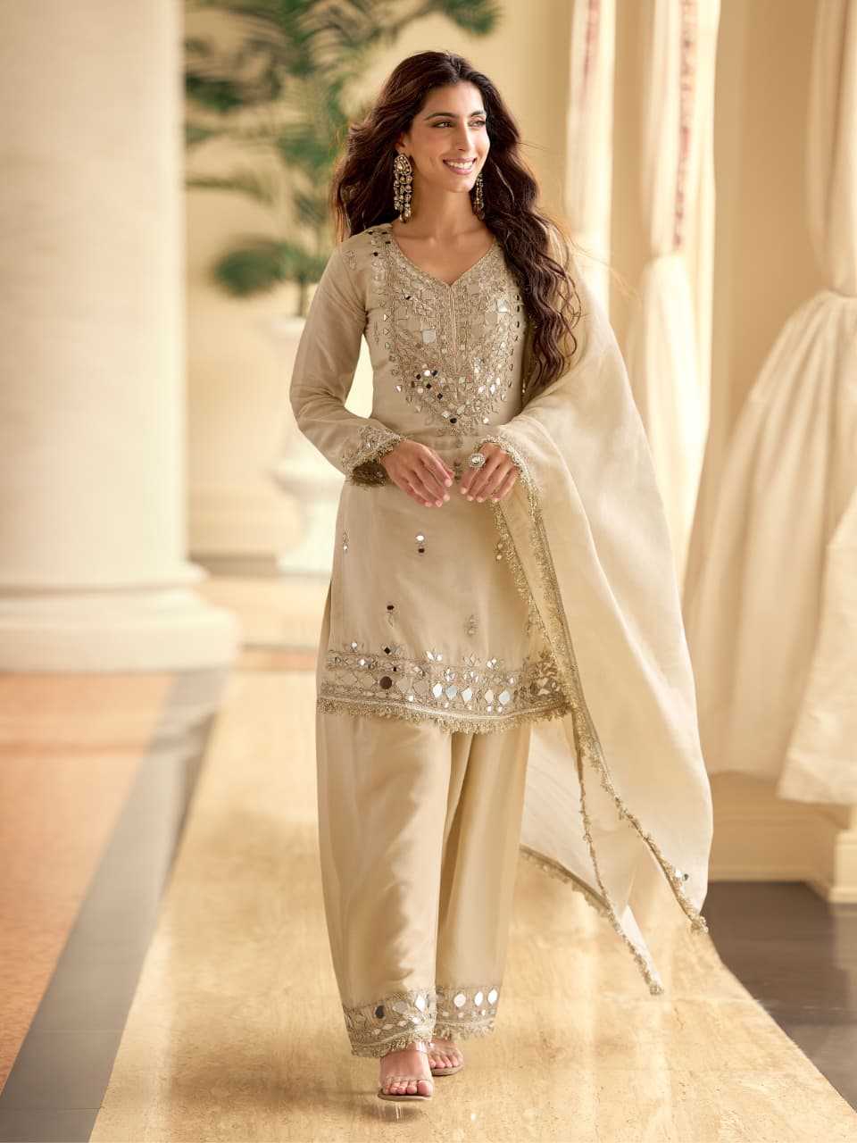 YNF Wholesale Shimmer Silk Palazzo Suit  | Surat Manufacturer