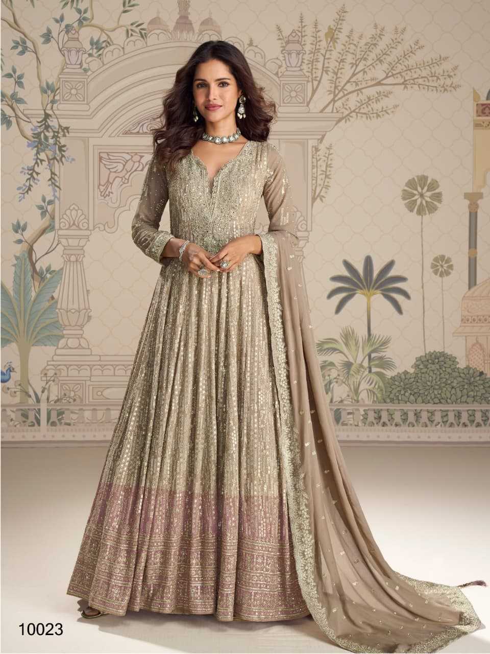 YNF Wholesale Georgette Embroidery Gowns  | Surat Manufacturer