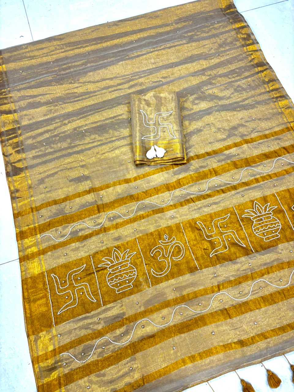 YNF Wholesale Tussar Silk Cutwork Saree  | Surat Manufacturer