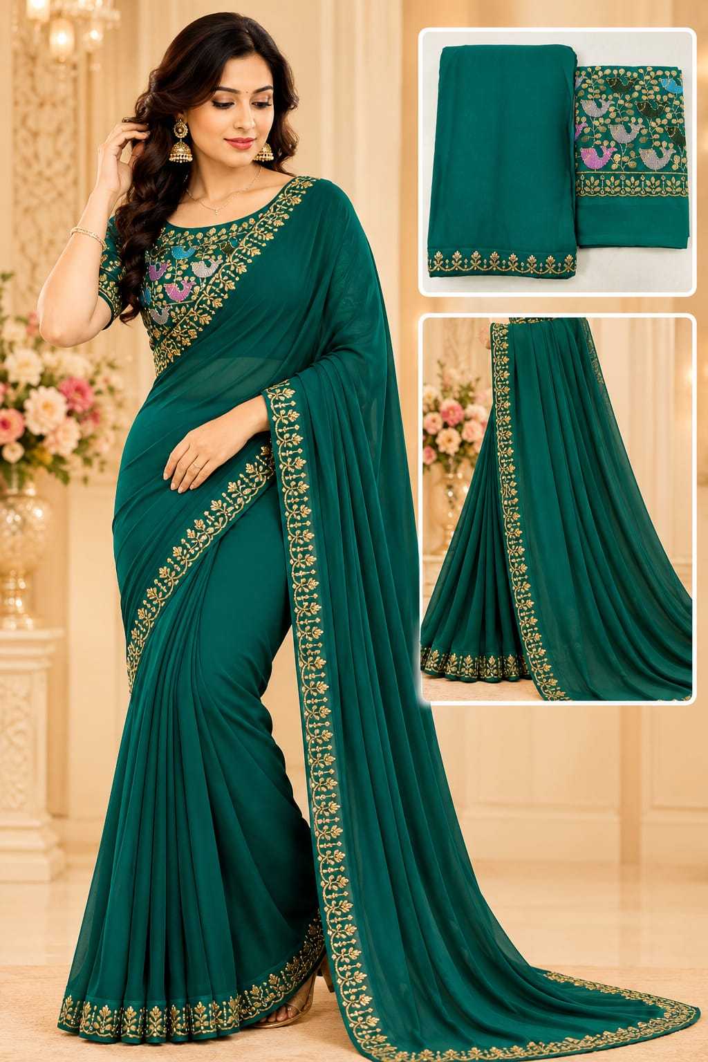 YNF Wholesale Premium Georgette Designer Sarees KESH731 Trisha | Surat Manufacturer