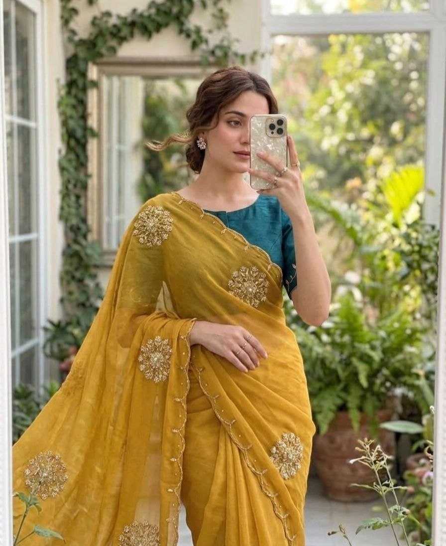 YNF Wholesale Satin Hand Work Sarees  | Surat Manufacturer
