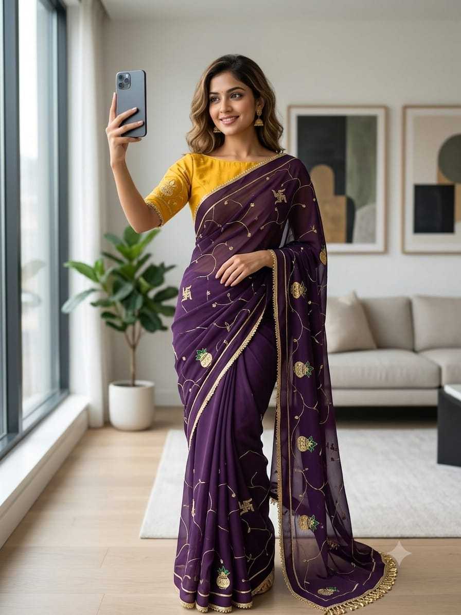 YNF Wholesale Georgette Party Wear Sarees  | Surat Manufacturer