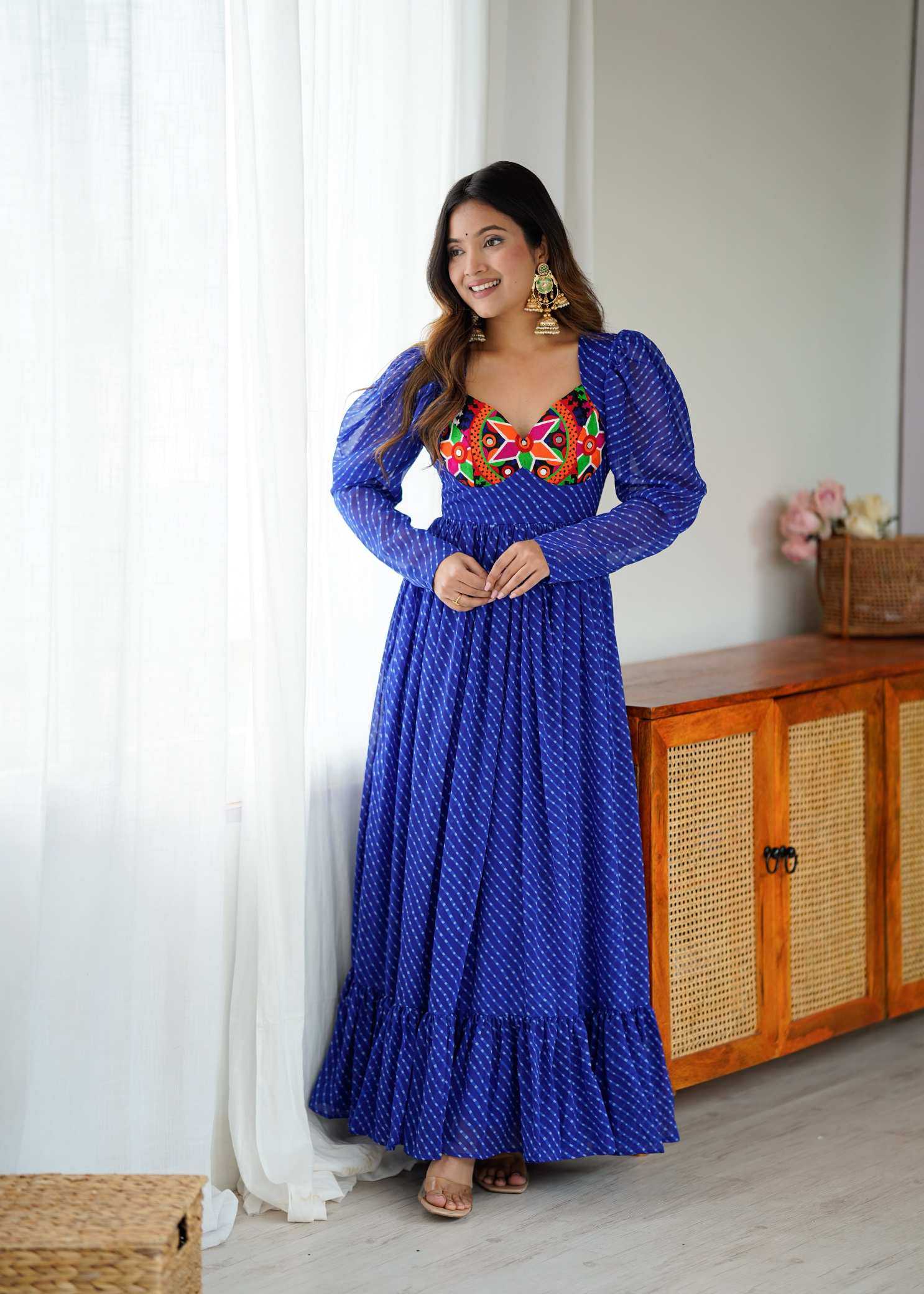 YNF Wholesale Georgette Printed Gowns  | Surat Manufacturer