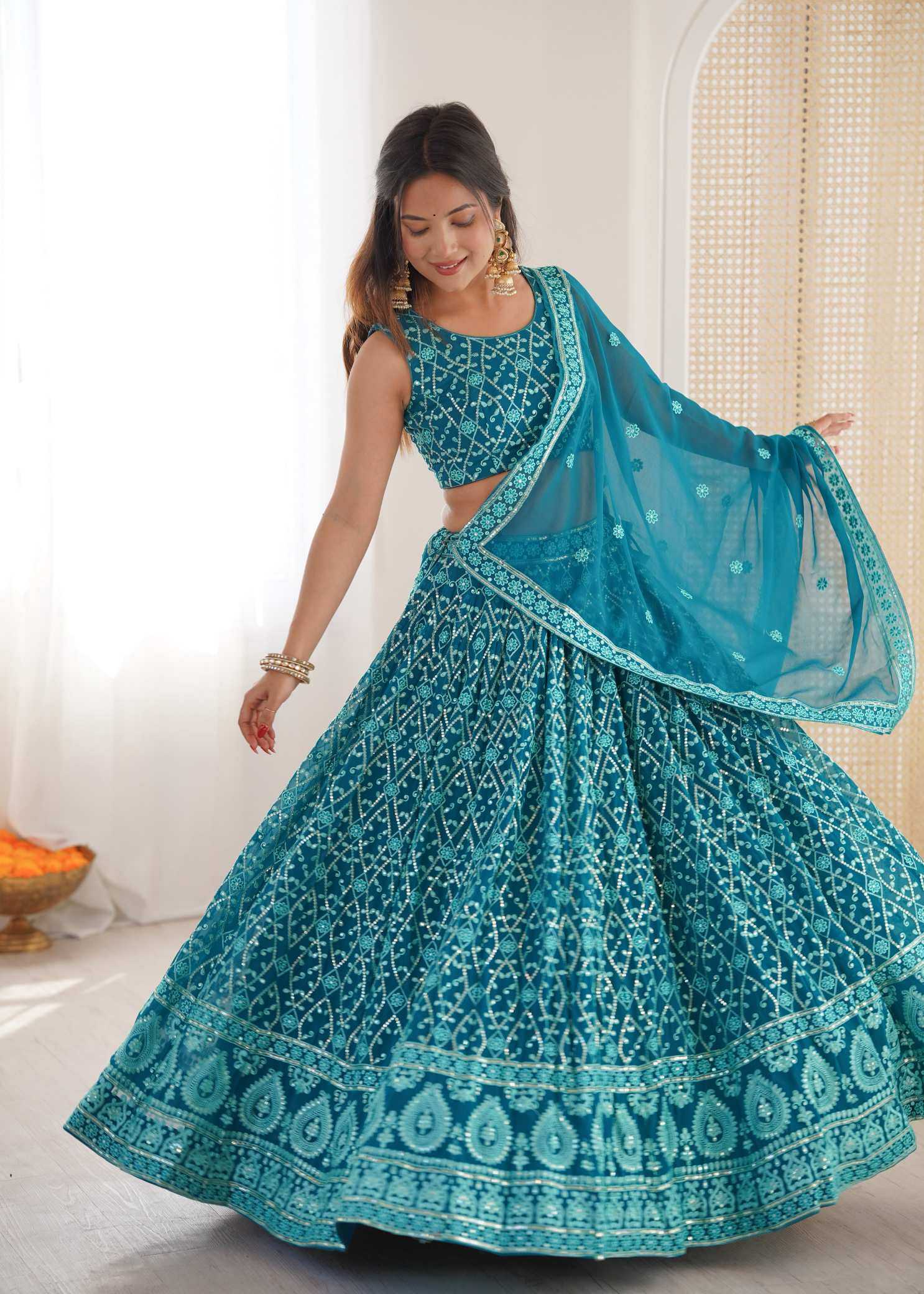 YNF Wholesale Faux Georgette Embroidered Lehenga  | Surat Manufacturer