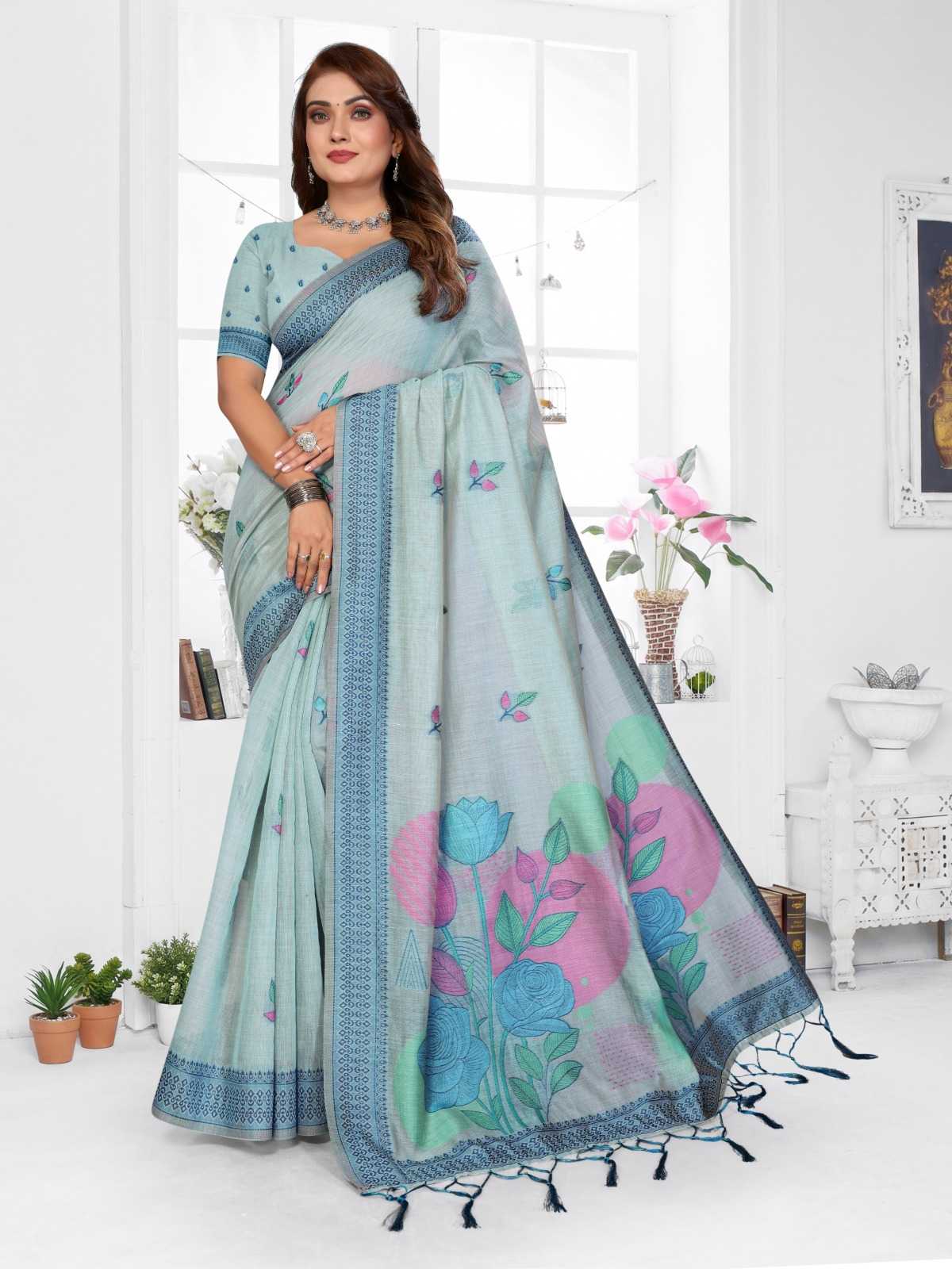 YNF Wholesale Cotton Jacquard Saree RIN144 Pratibha | Surat Manufacturer