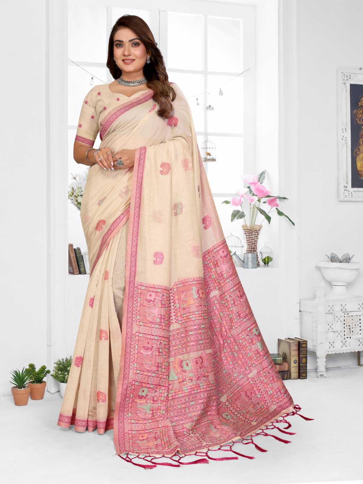 YNF Wholesale Cotton Jacquard Saree RIN144 Suman | Surat Manufacturer