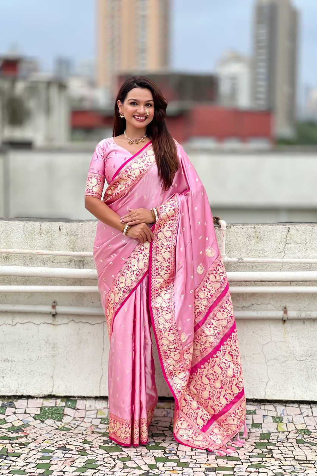 YNF Wholesale Banarasi Soft Silk Zari Border Sarees  | Surat Manufacturer