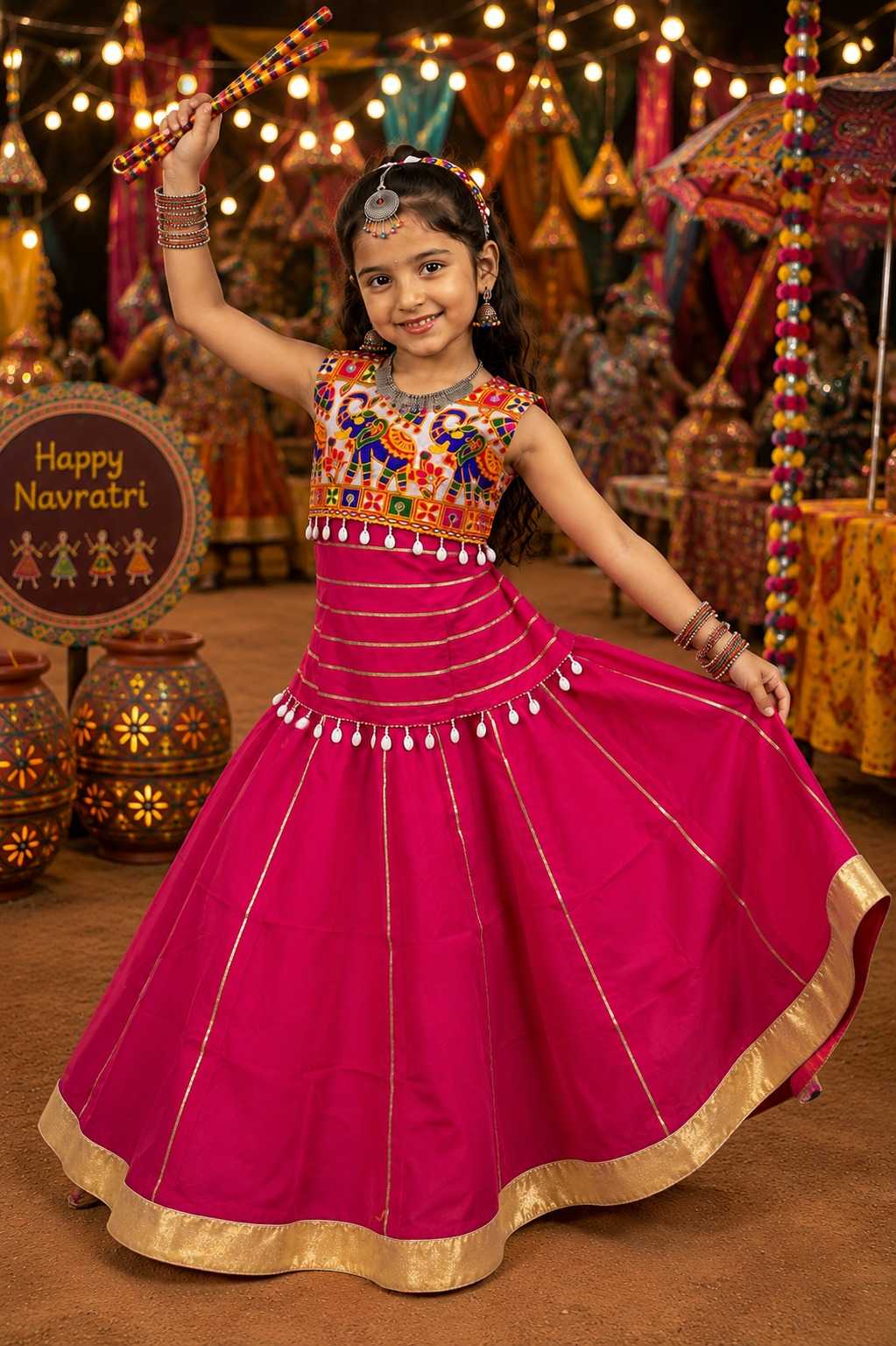 YNF Wholesale Premium Roman Silk Kids Lehenga RIN227 23 | Surat Manufacturer