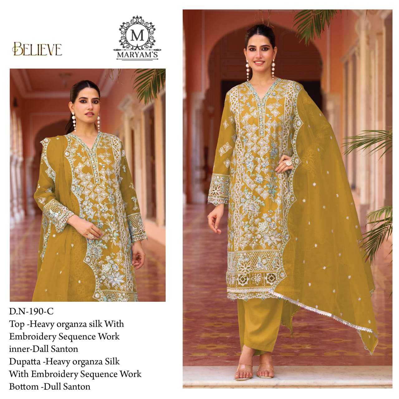 YNF Wholesale Organza Silk Embroidery Suits KESH129 190 | Surat Manufacturer
