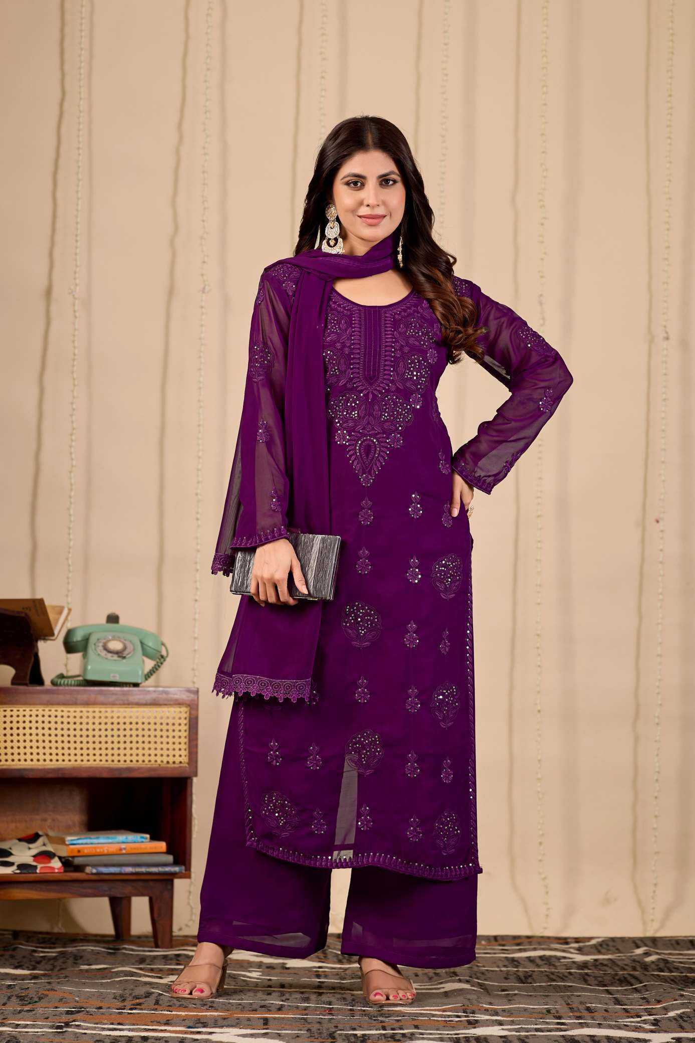 YNF Wholesale Faux Georgette Embroidery Suits KESH155 013 | Surat Manufacturer