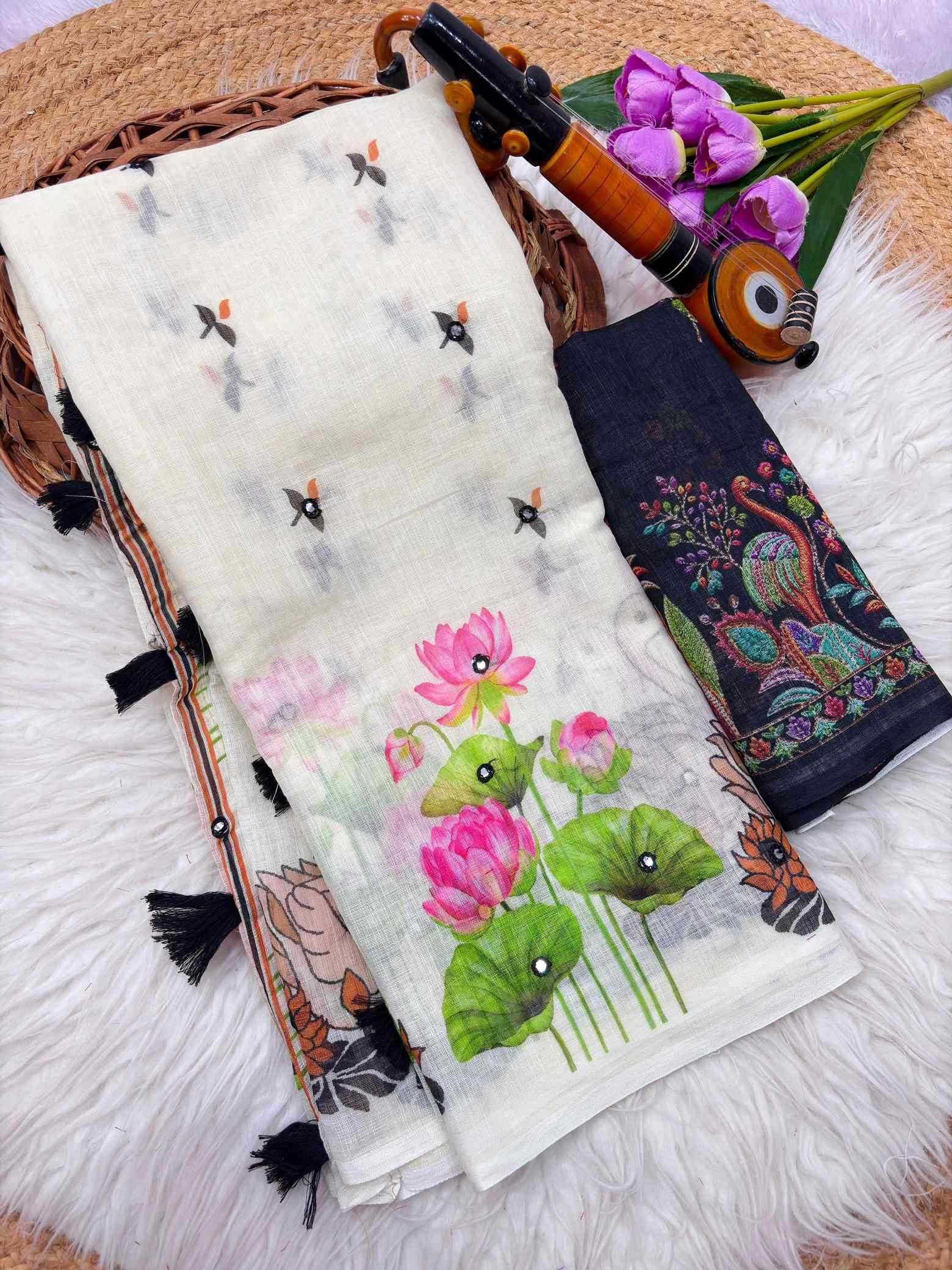 YNF Wholesale Cotton Mirror Work Saree KESH205 Amulya | Surat Manufacturer