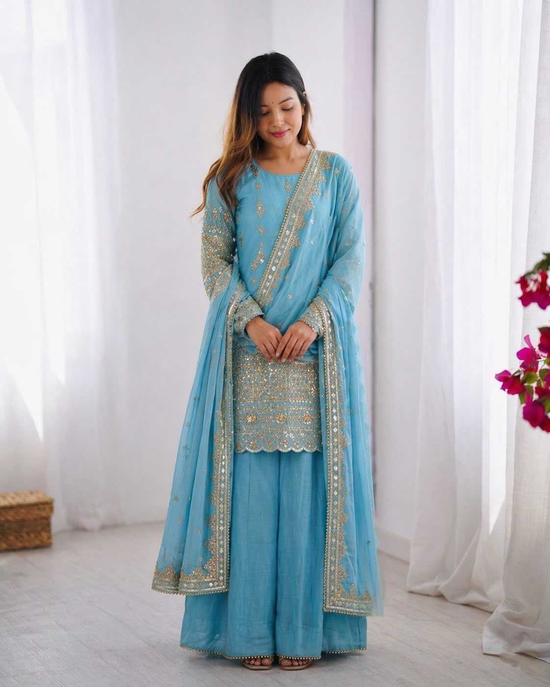 YNF Wholesale Vichitra Silk Sharara Salwar Suits KESH499 430 | Surat Manufacturer