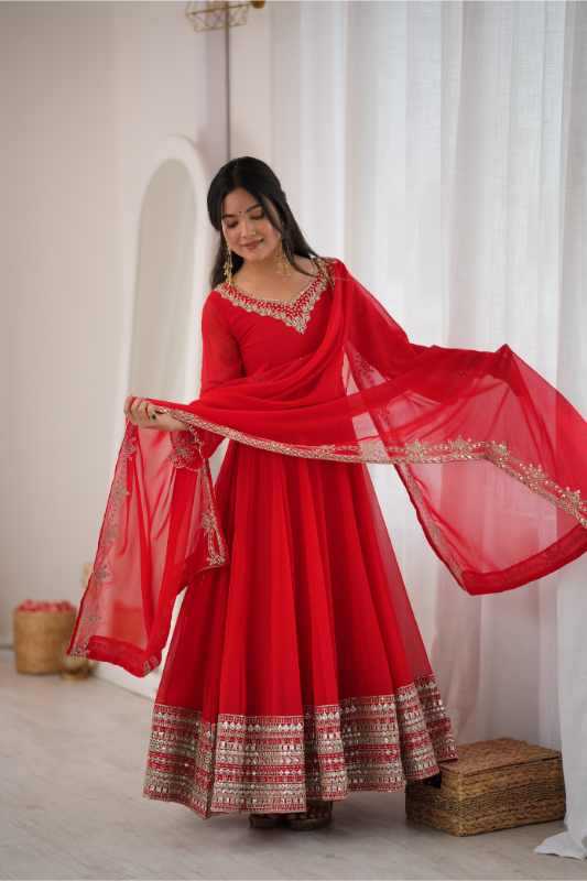 YNF Wholesale Georgette Embroidery Gowns KESH499 549 | Surat Manufacturer