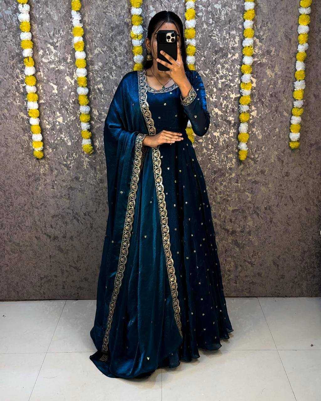 YNF Wholesale Space Silk Embroidery Gowns KESH599 Bakrid | Surat Manufacturer