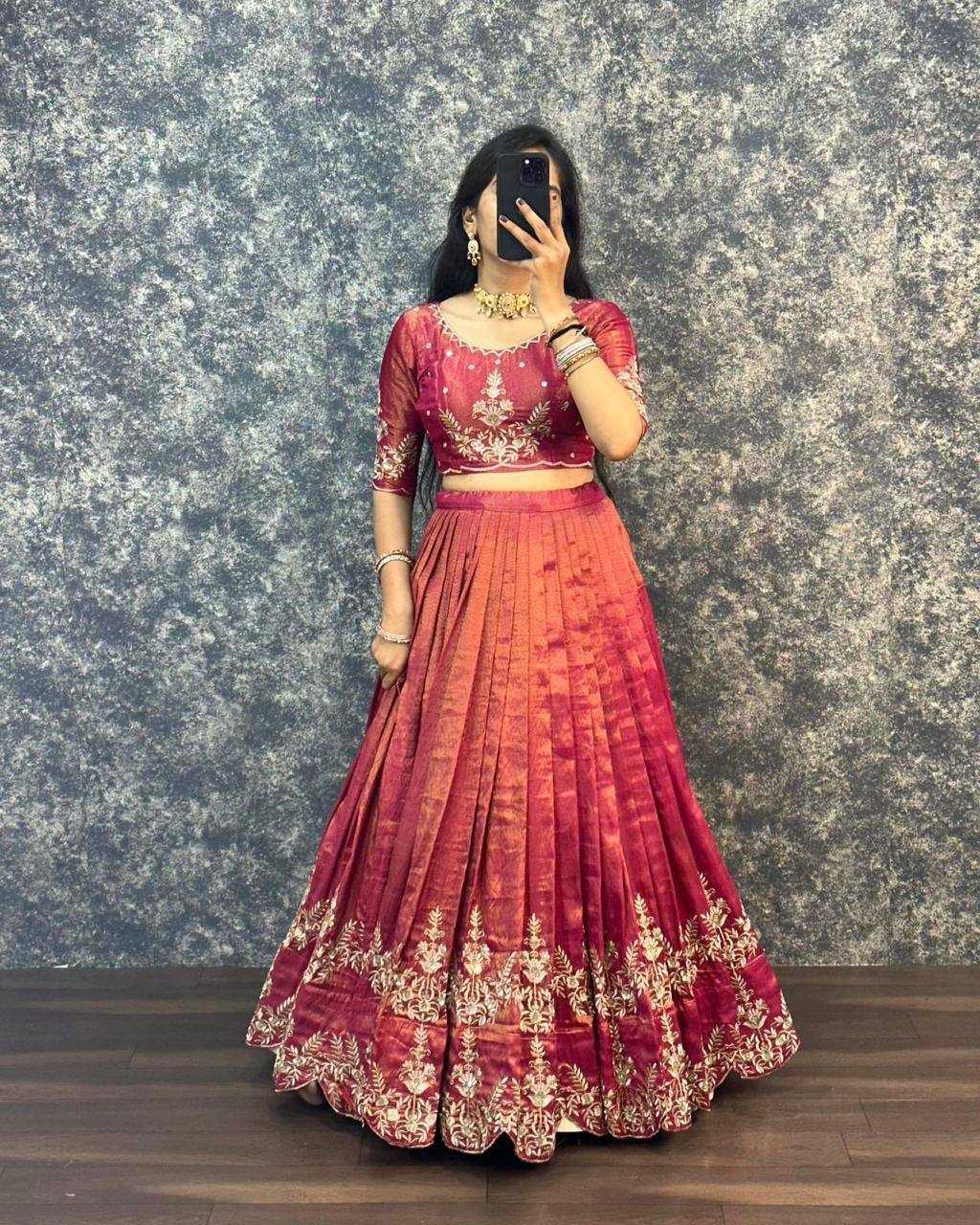YNF Wholesale Tissue Fancy Lehenga KESH599 Kaumudi | Surat Manufacturer