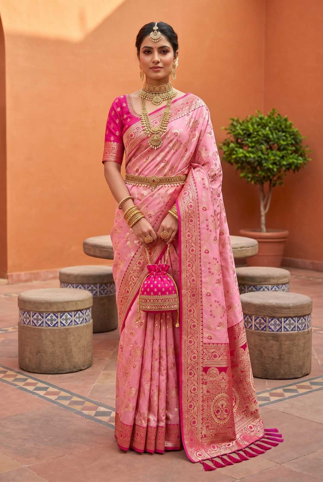 YNF Wholesale Banarasi Soft Silk Zari Border Sarees KESH700 Radhika | Surat Manufacturer
