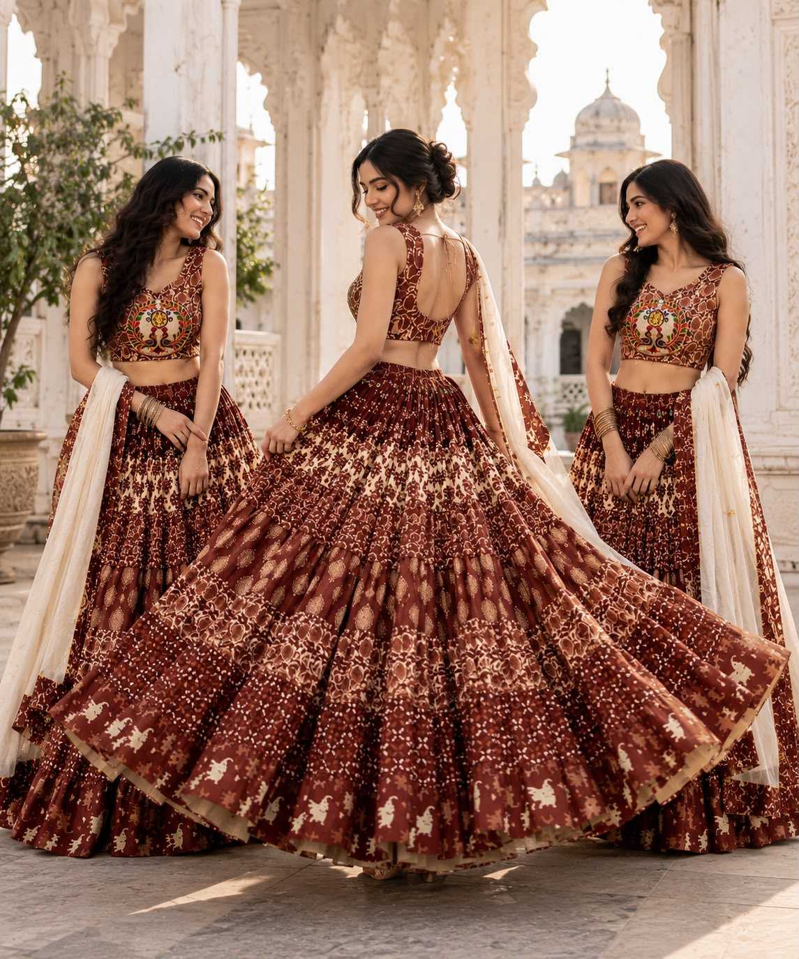 YNF Wholesale Cotton Cambric Fancy Lehenga KESH711 Rust Butta | Surat Manufacturer