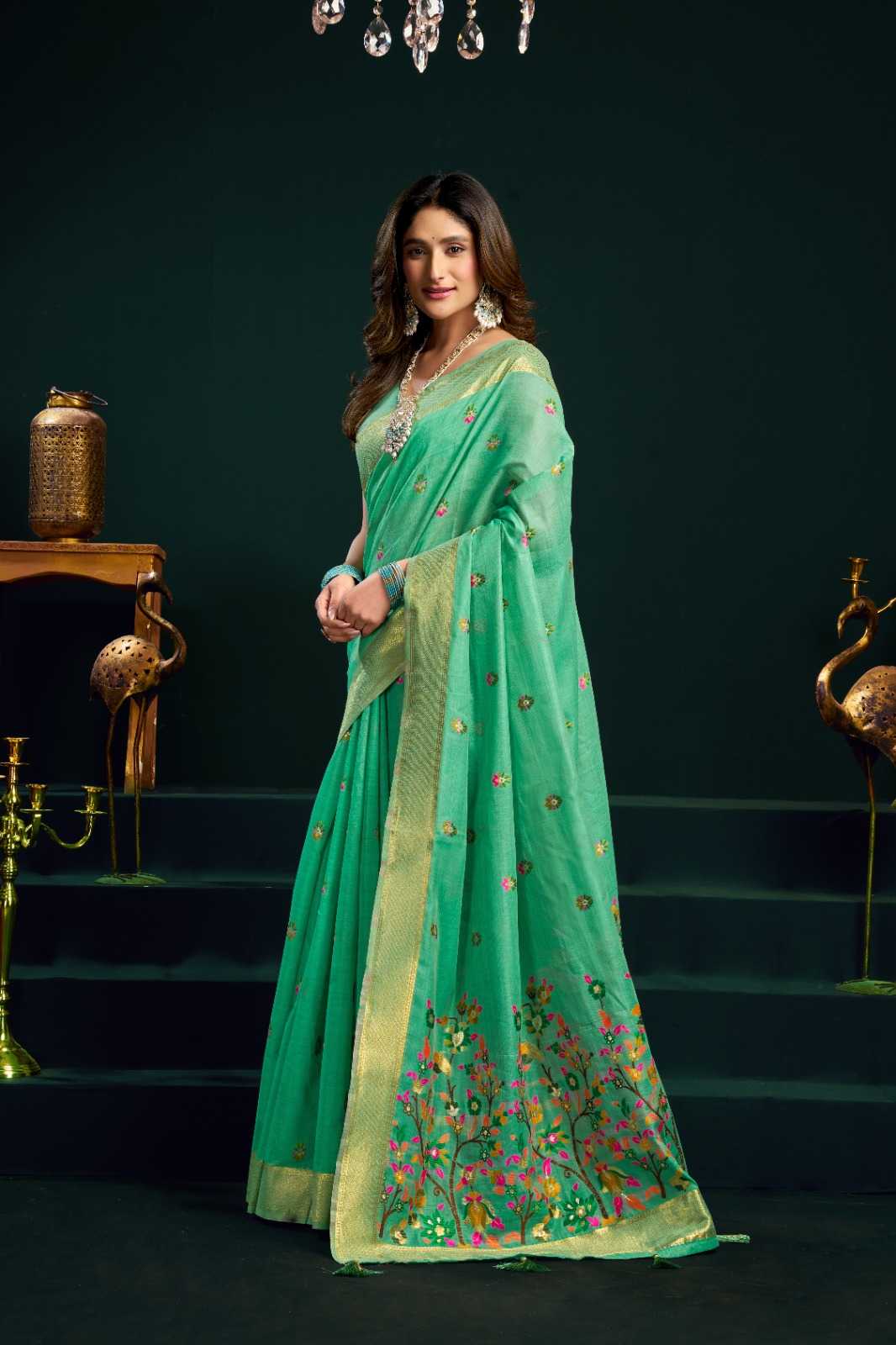 YNF Wholesale Cotton Fancy Sarees KESH744 GOBUNI SIYA | Surat Manufacturer
