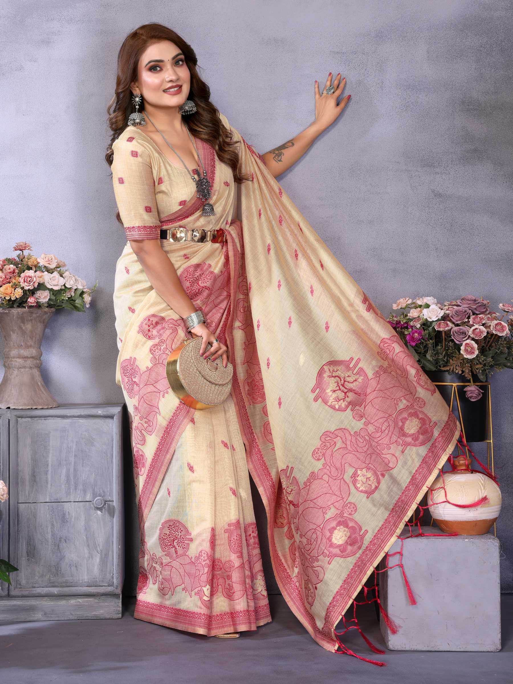 YNF Wholesale Cotton Jacquard Saree RIN144 Tanvi | Surat Manufacturer