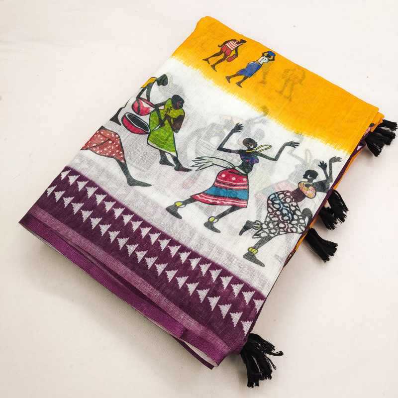 YNF Wholesale Cotton Designer Sarees RIN231 WINE | Surat Manufacturer