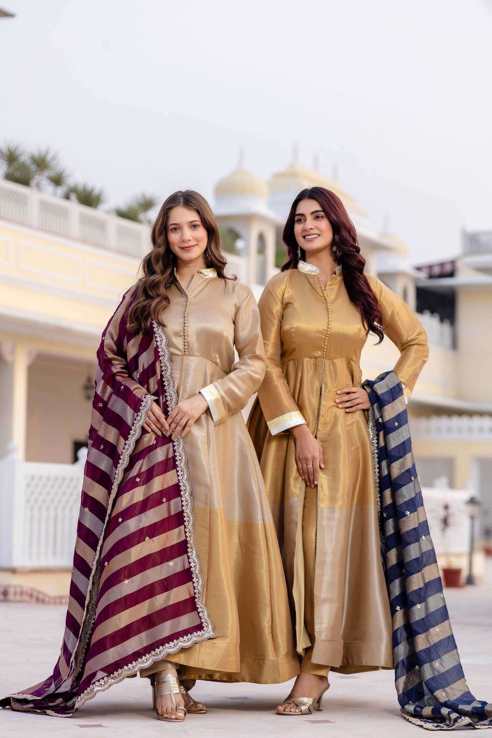YNF Wholesale Banarasi Cotton Fancy Gowns RIN215 37 | Surat Manufacturer