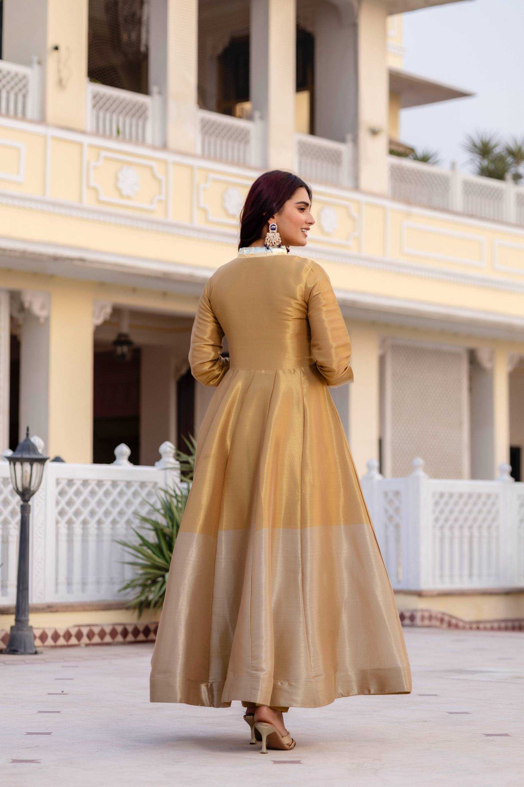 YNF Wholesale Banarasi Cotton Fancy Gowns RIN215 37 | Surat Manufacturer