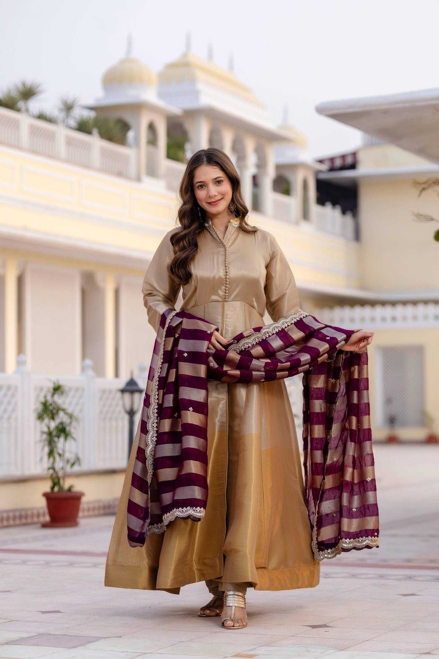 YNF Wholesale Banarasi Cotton Fancy Gowns RIN215 37 | Surat Manufacturer