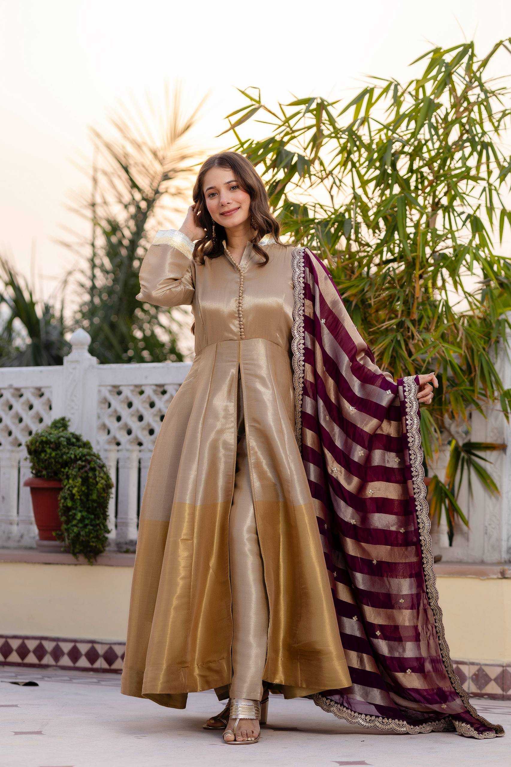 YNF Wholesale Banarasi Cotton Fancy Gowns RIN215 37 | Surat Manufacturer