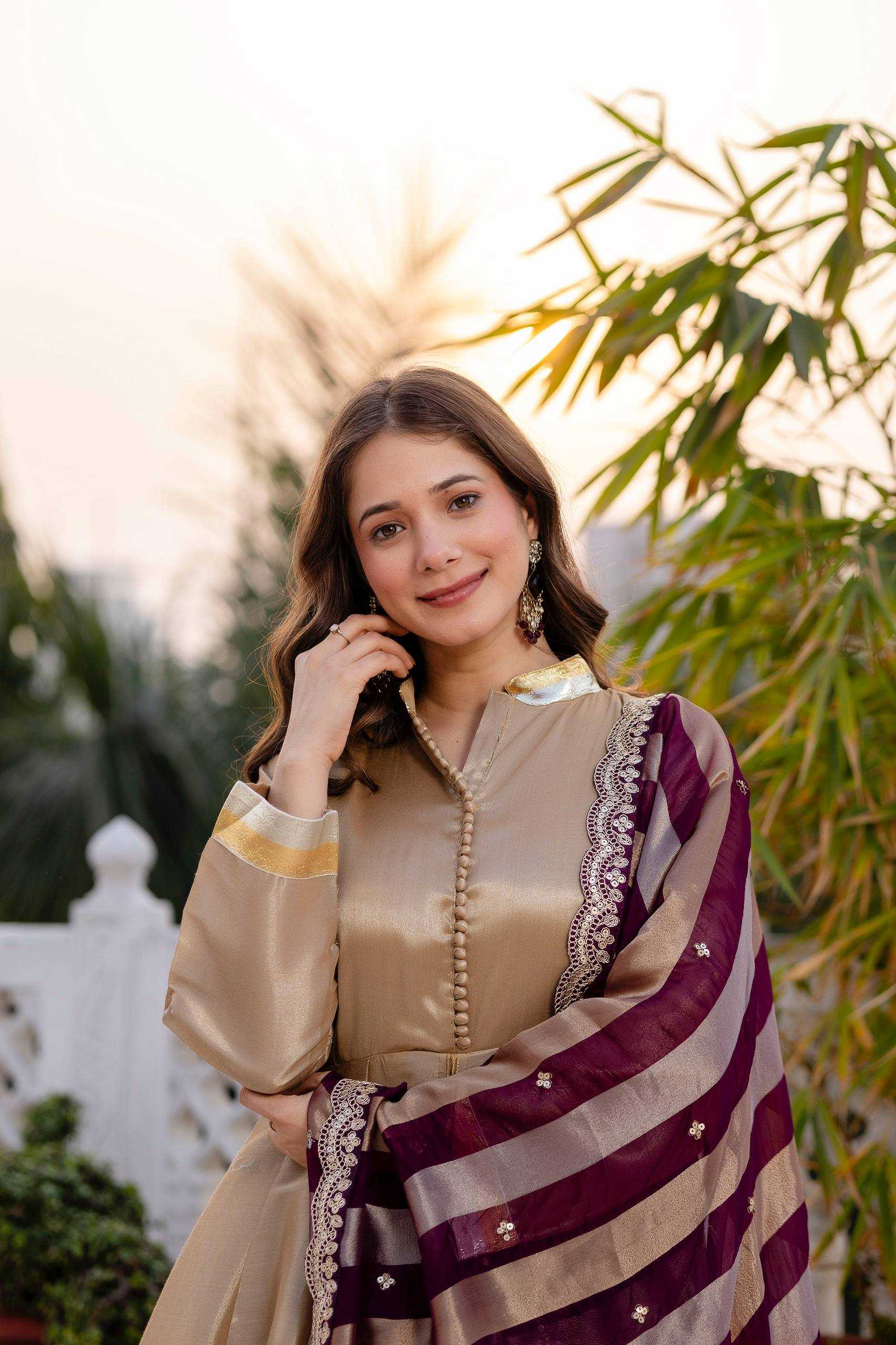 YNF Wholesale Banarasi Cotton Fancy Gowns RIN215 37 | Surat Manufacturer