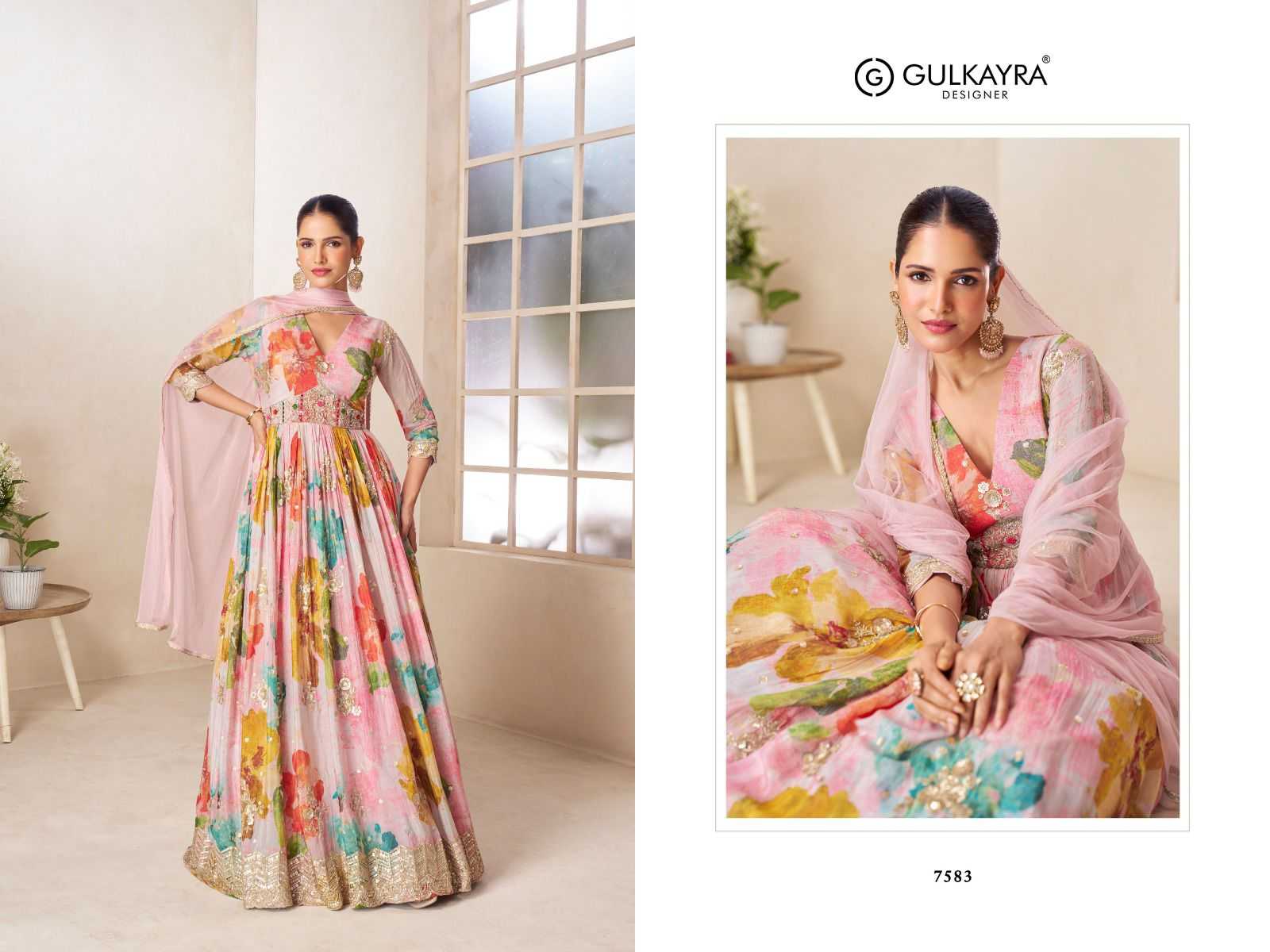 YNF Wholesale Chinon Printed Suits KESH587 Gulkayra RUSHIKA | Surat Manufacturer