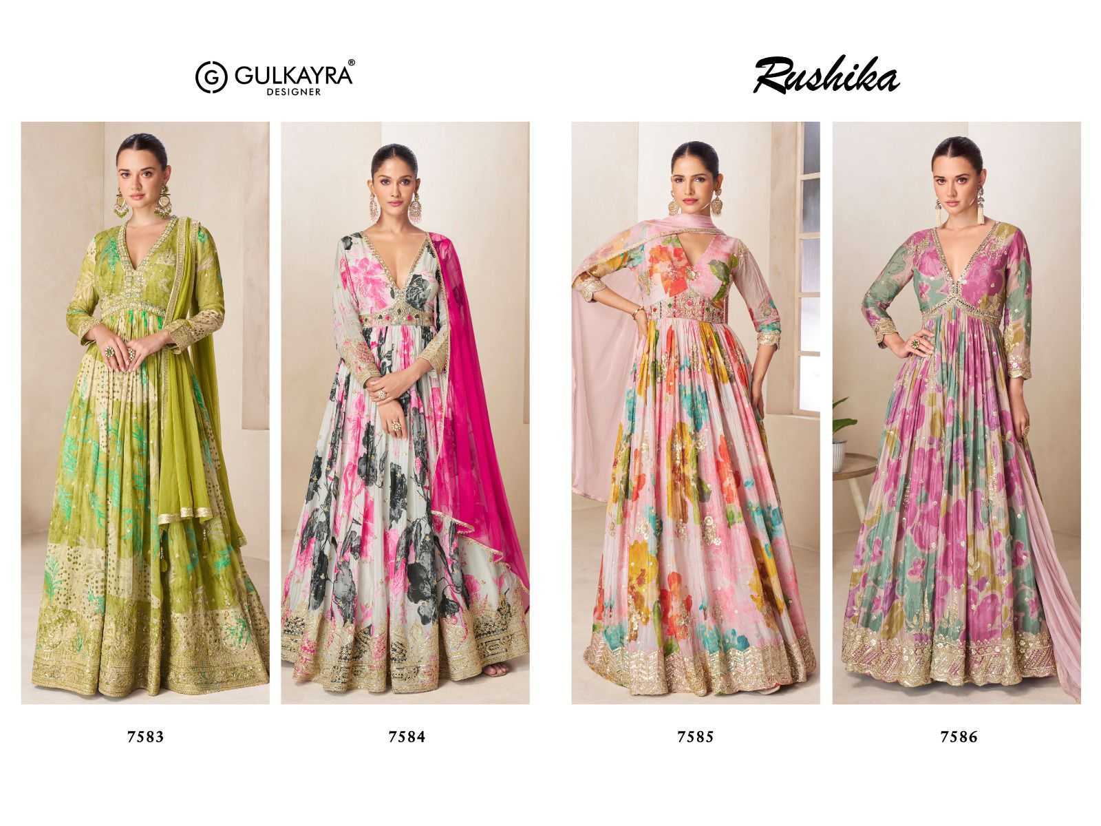 YNF Wholesale Chinon Printed Suits KESH587 Gulkayra RUSHIKA | Surat Manufacturer