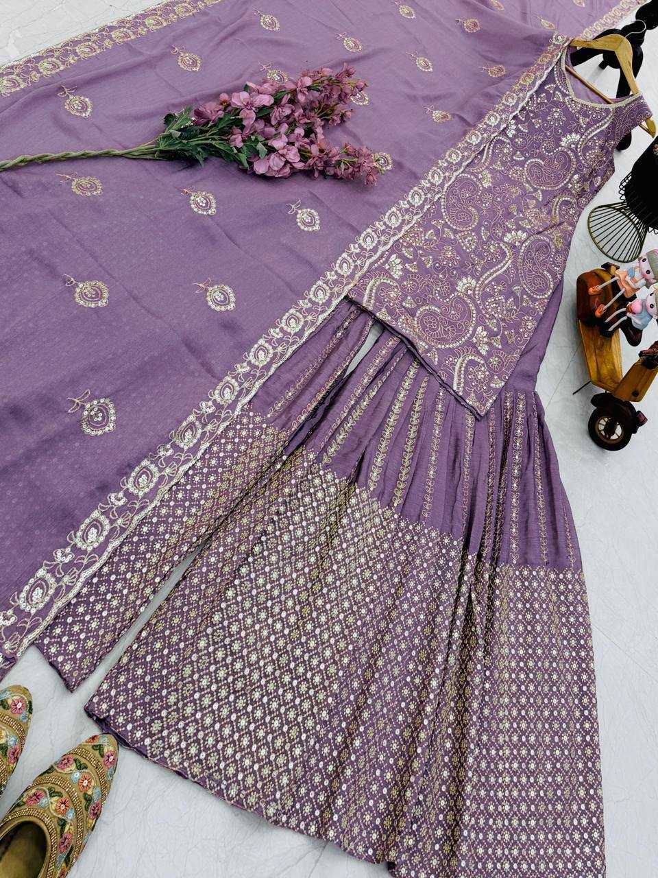 YNF Wholesale Chinon Silk Sharara Salwar Suits KESH158 10013 | Surat Manufacturer