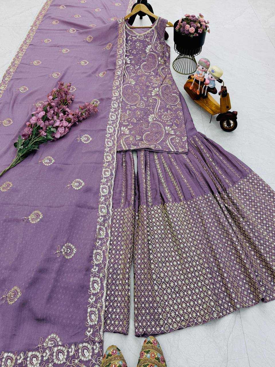 YNF Wholesale Chinon Silk Sharara Salwar Suits KESH158 10013 | Surat Manufacturer